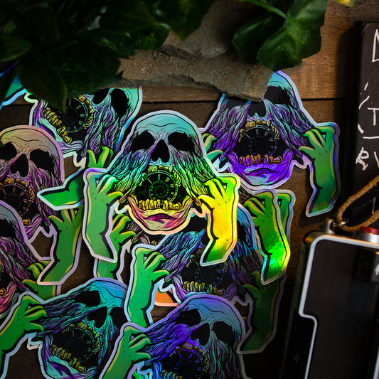 Time Eater Holographic Sticker – Motivational Vinyl Sticker for Procrastination Awareness & Productivity Focus